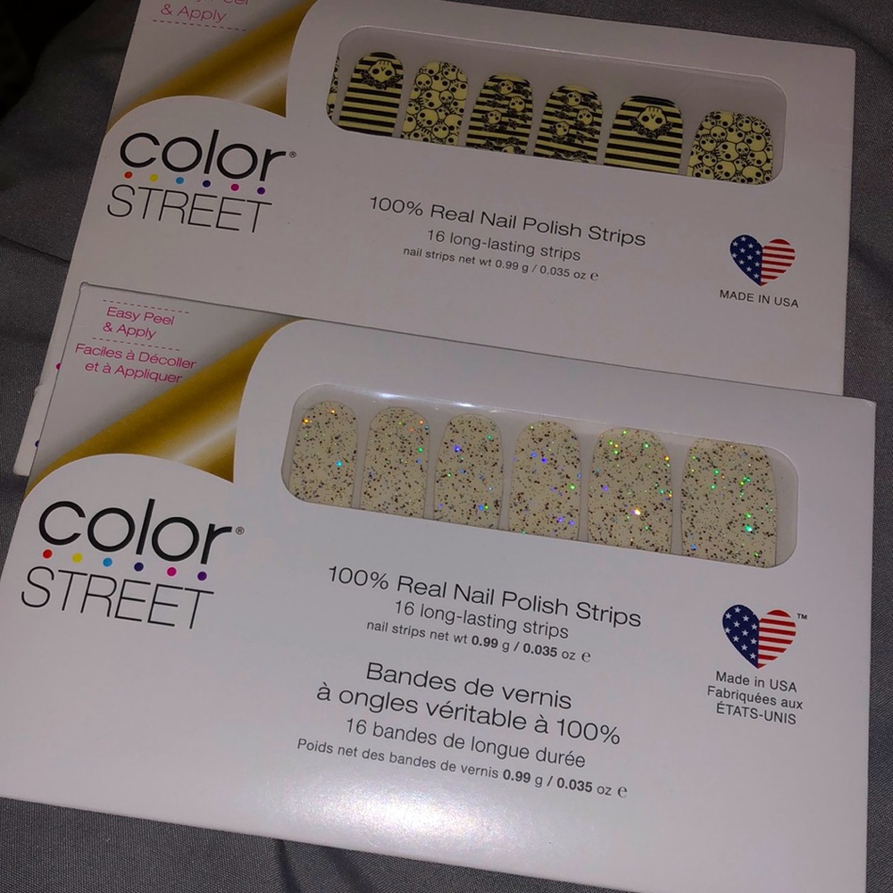 Color Street set: Champagne Sugar & Literally Dead glitter white